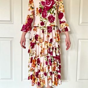 Sadie B’s Floral Ruffle Tiered Midi Dress